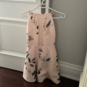 Ted Baker Style Dress, open back, pink and floral
